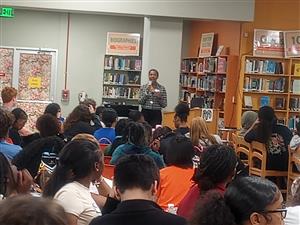 Dr. Lakeshia Cousins speaking to 180 EHS students