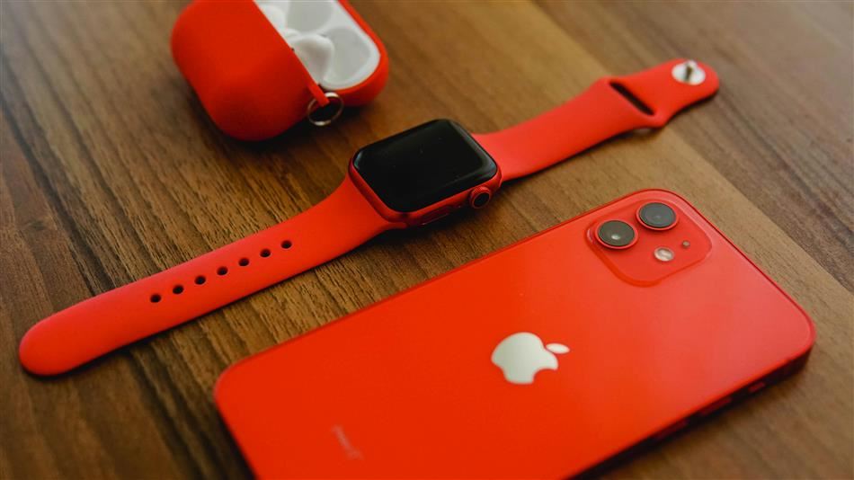 image of phone earbuds and smart watch image of phone earbuds and smart watch