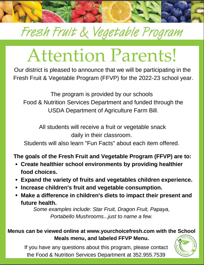  Alachua County's Fresh Fruit and Vegetable Program