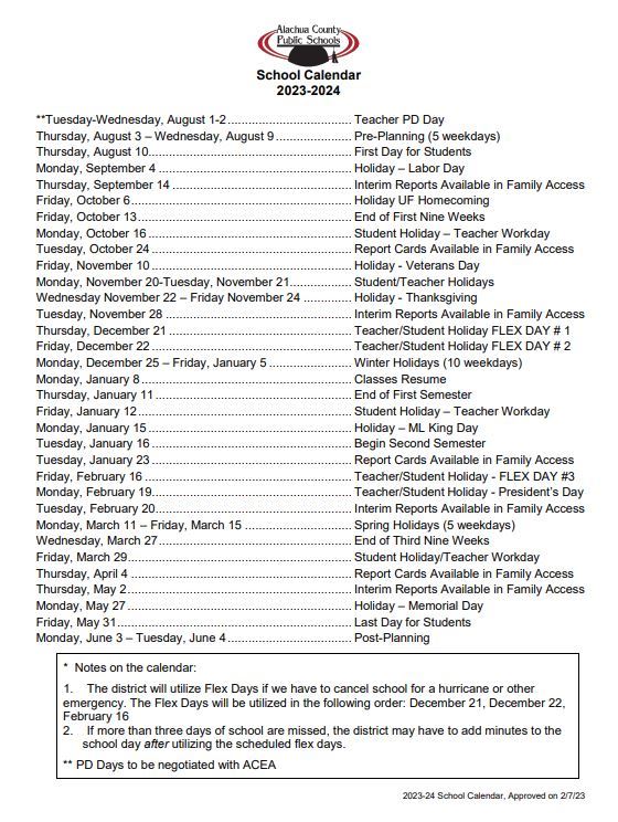 2023-2024 Calendar English