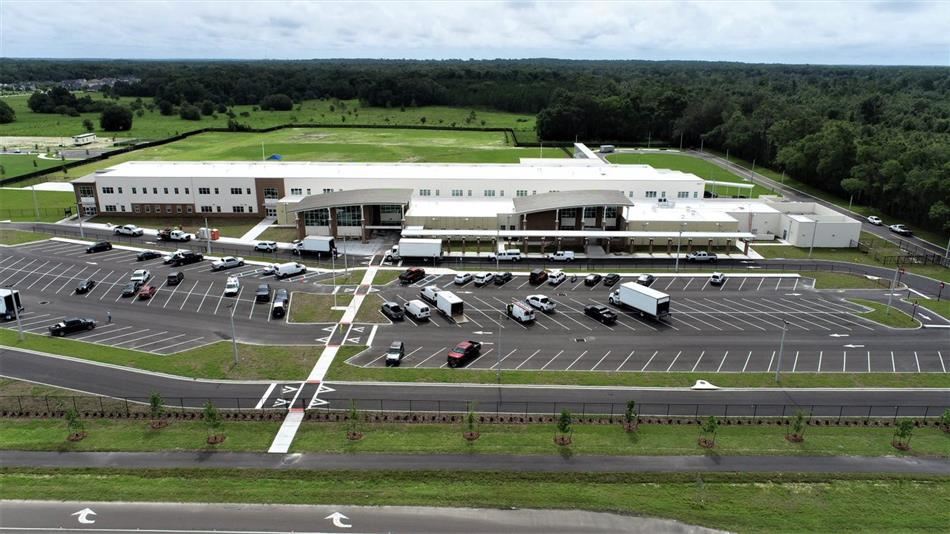 School Campus with Parking Lot