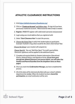 ATHLETIC CLEARANCE INFORMATION