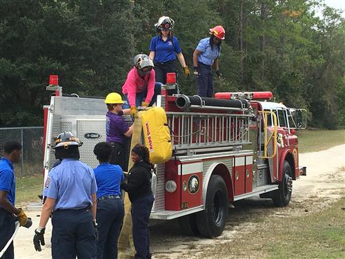 Firefighting class training. 