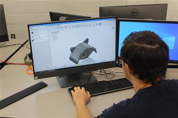 Student working on CAD Modeling